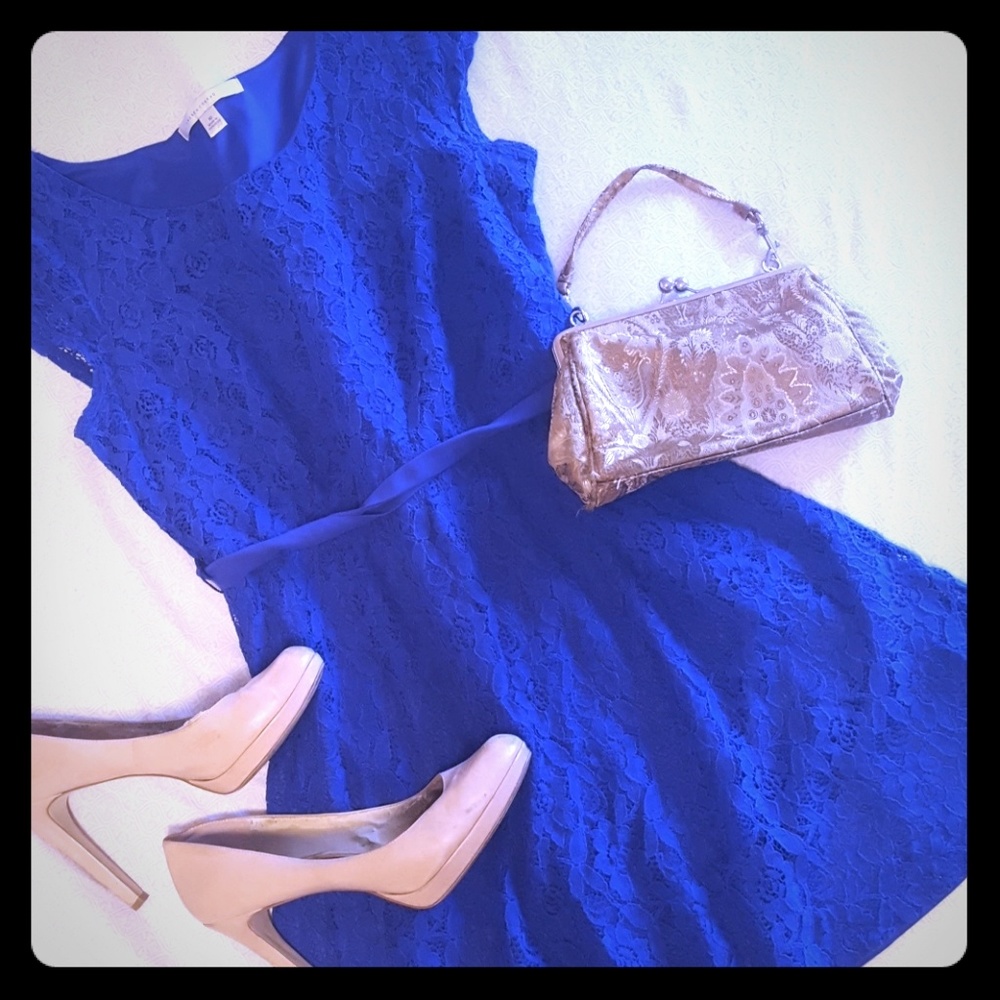 Short blue lace dress by Lauren Conrad